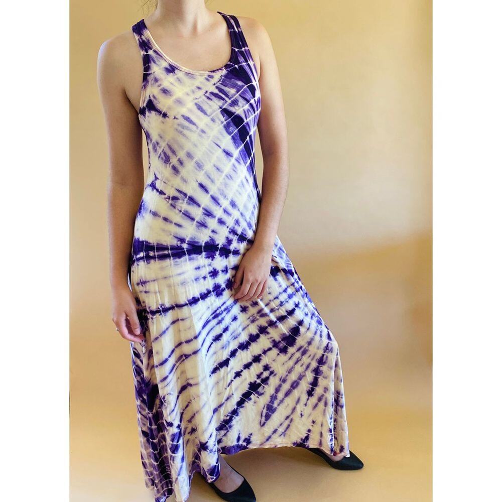 Hi Low Maxi Dress Purple Tie dye S/M/L/XL